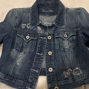 Miss Me Kids Embellished Denim Jacket - Dark Blue